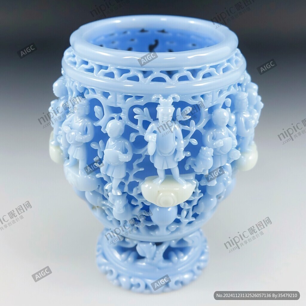 蓝色古典花盆