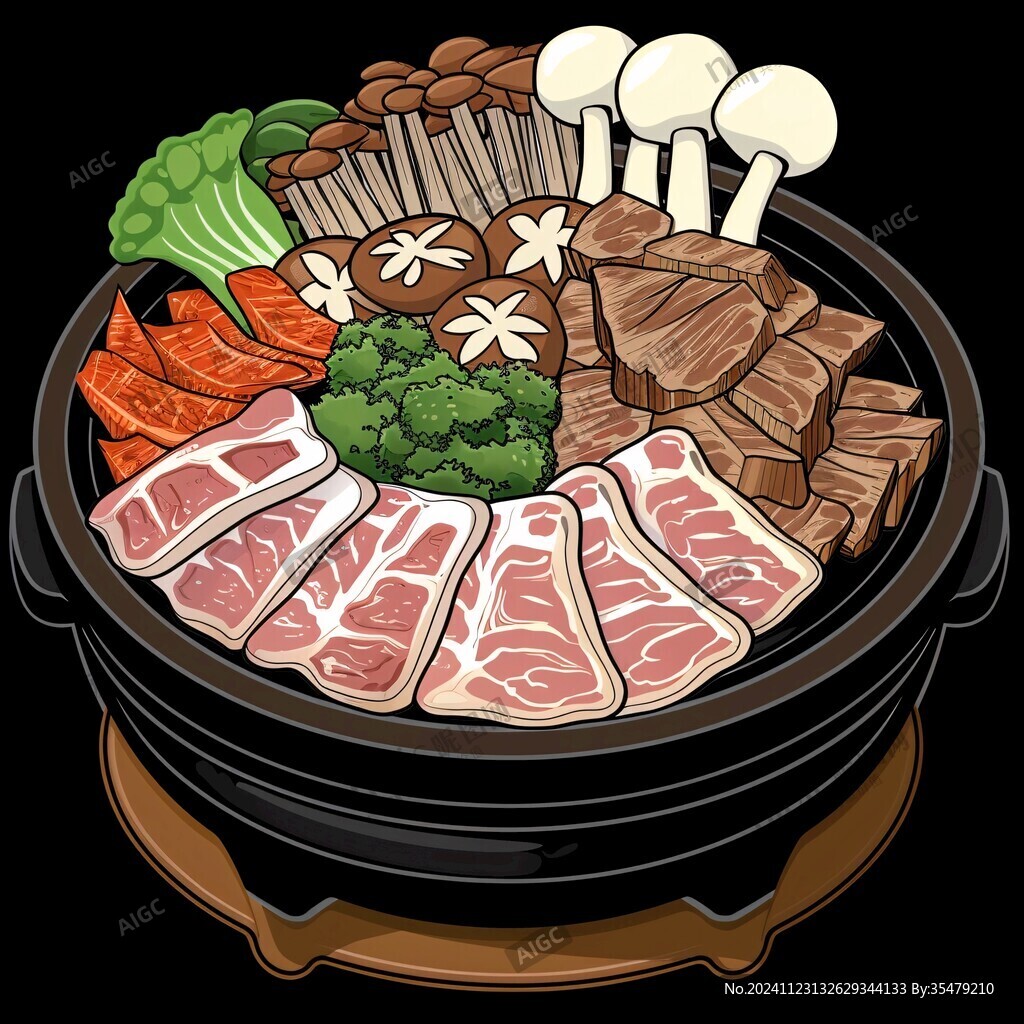 砂锅白肉插画