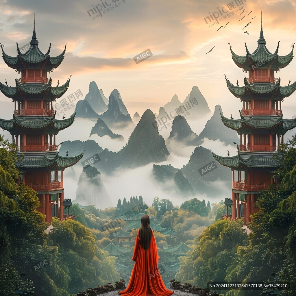 古风人像水墨山水