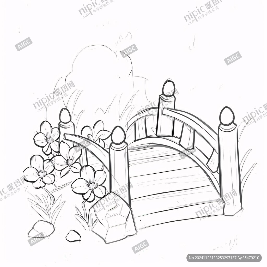 石桥线稿
