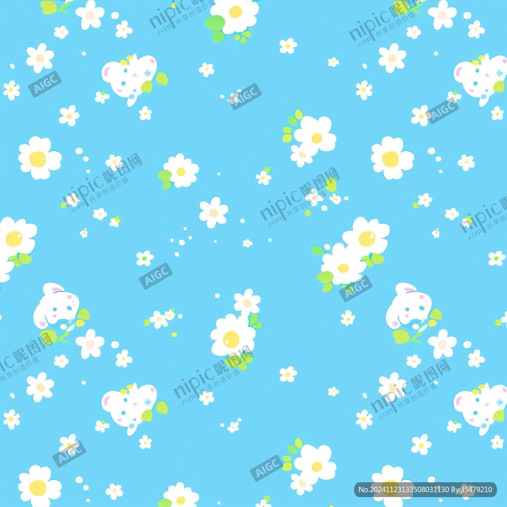 兰色底小白花