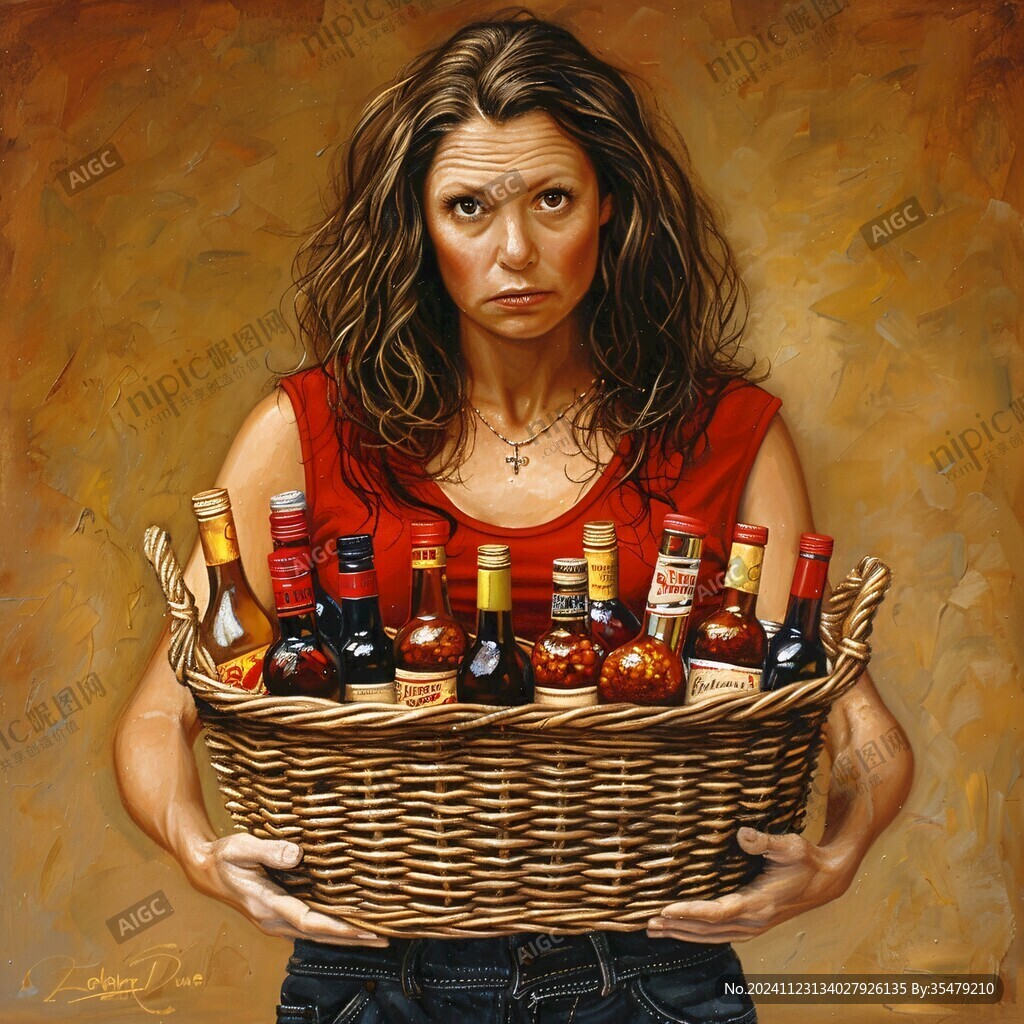 红酒女人插画