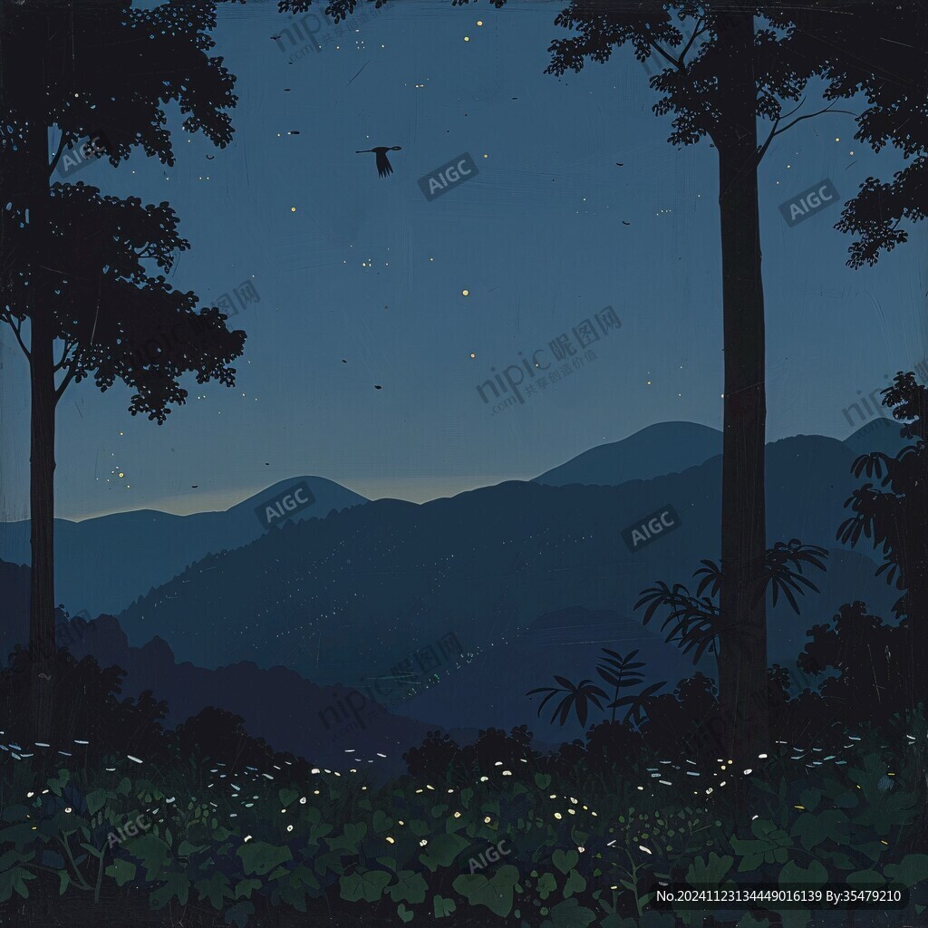萤火虫之夜插画海报