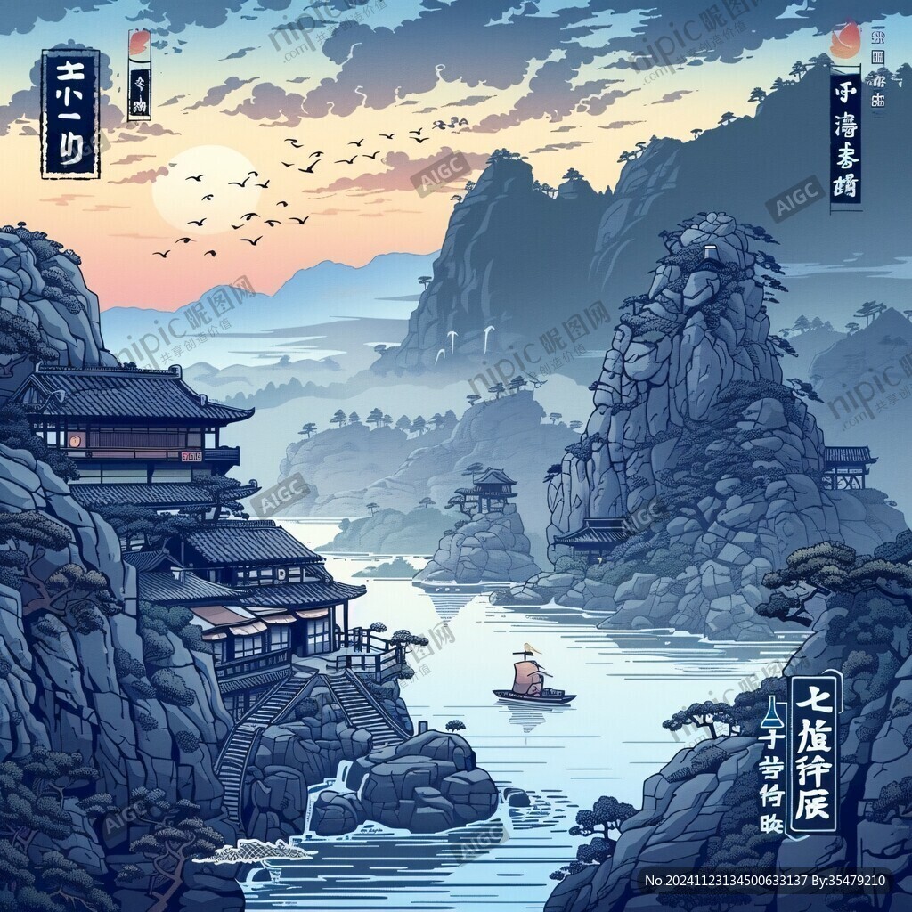 长江流域地区插画