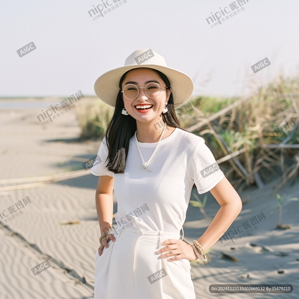 米色草帽