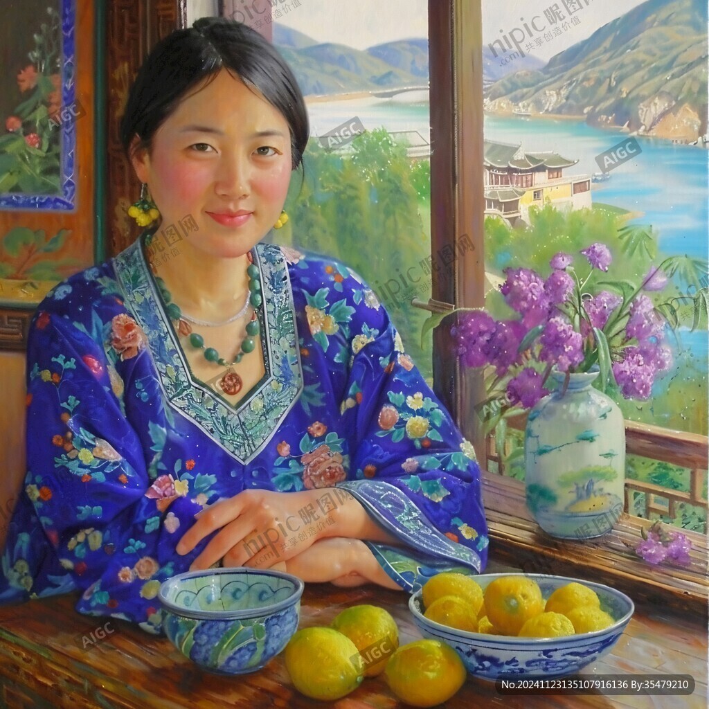 江南美女油画