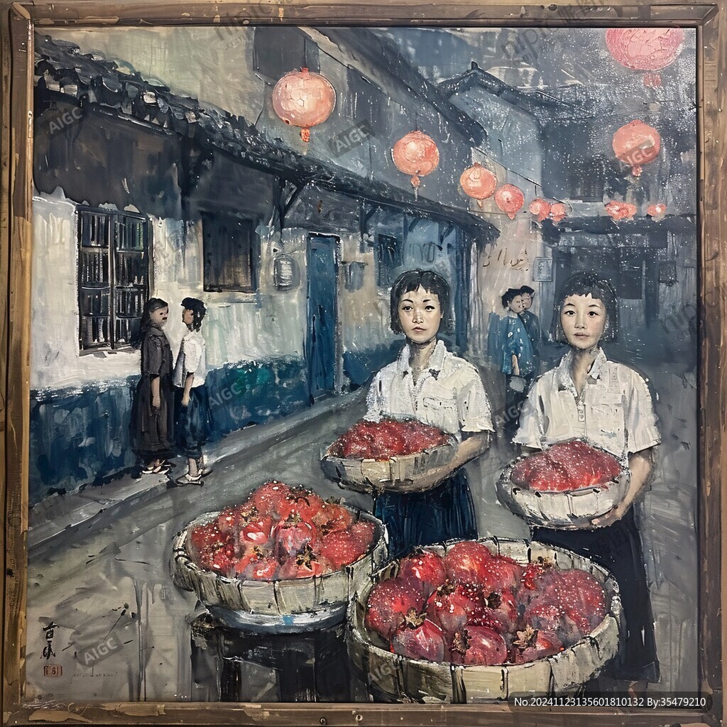 糖葫芦油画