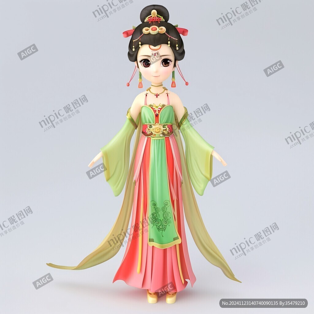 隋朝妇女服彩泥