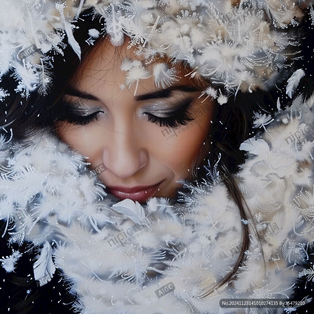 美女躺在雪地里造型