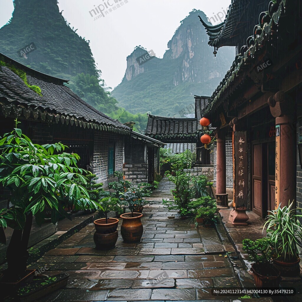 雨天的黄姚古镇