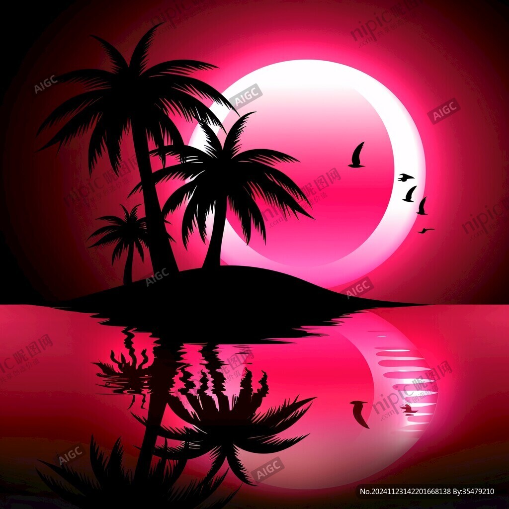 棕榈树夜景