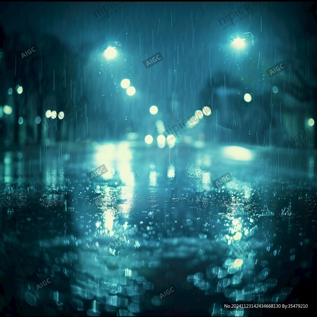 雨景水珠雨夜下雨天