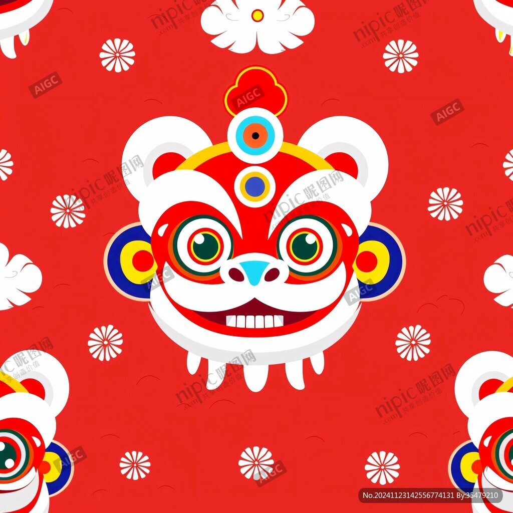 舞狮贴纸图案