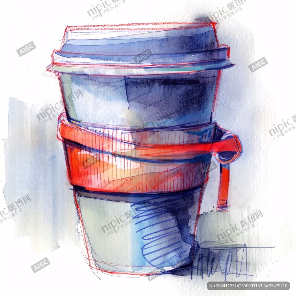 水壶水桶插画