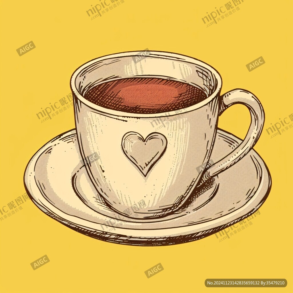 咖啡杯情人插画