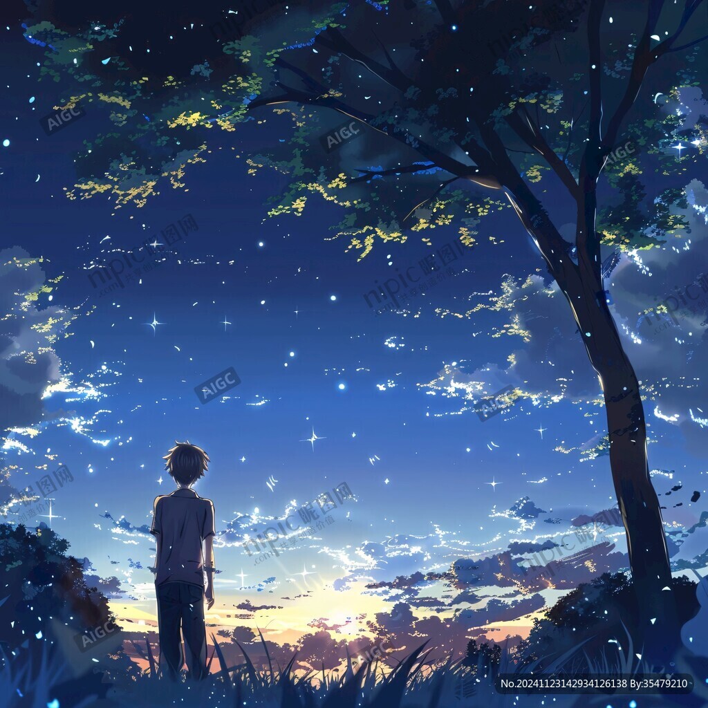 星辰大海男孩背影