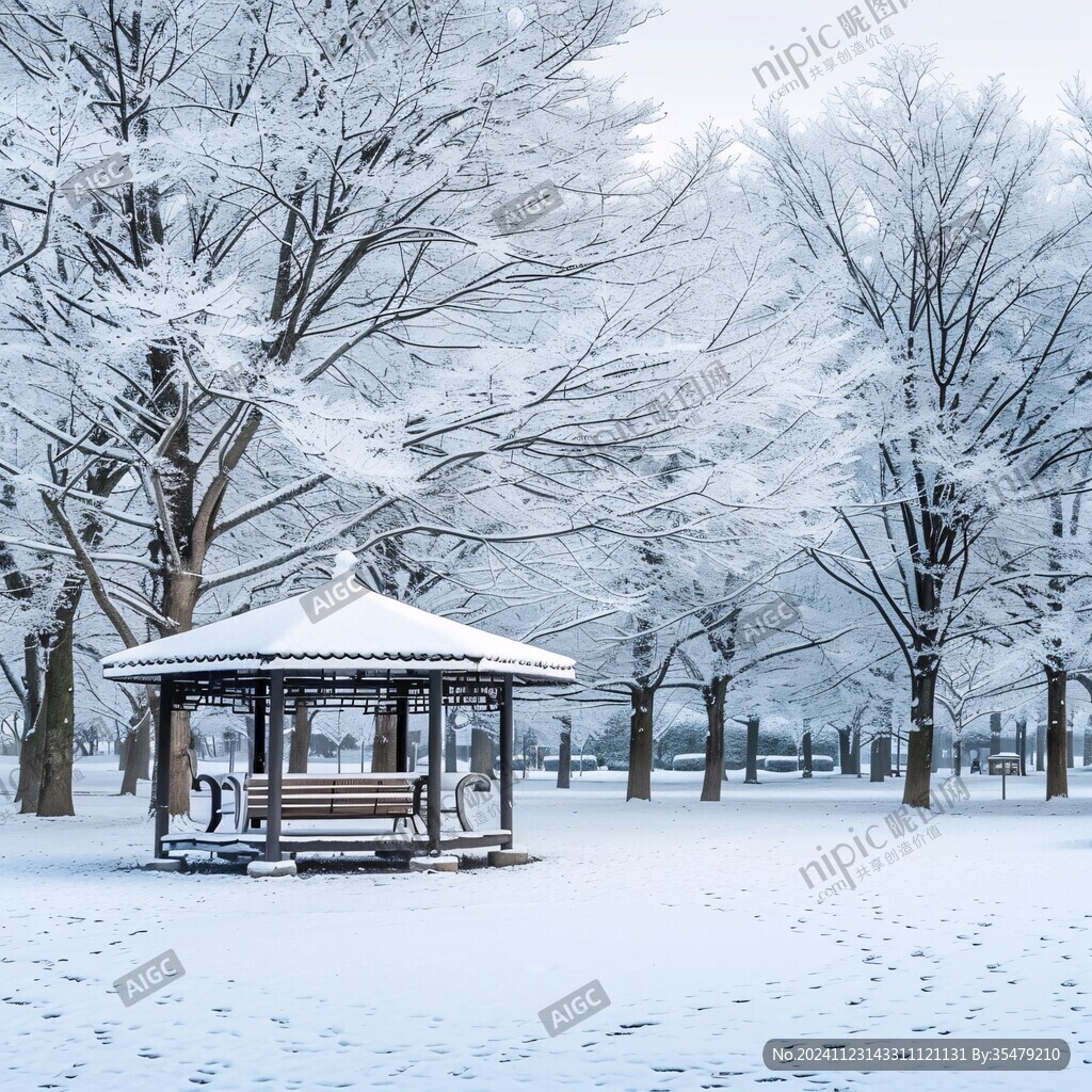 雪后凉亭