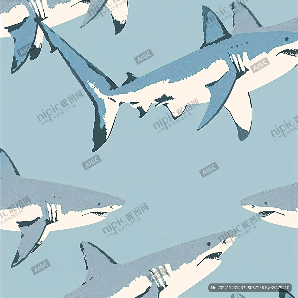 鲨鱼图案印花