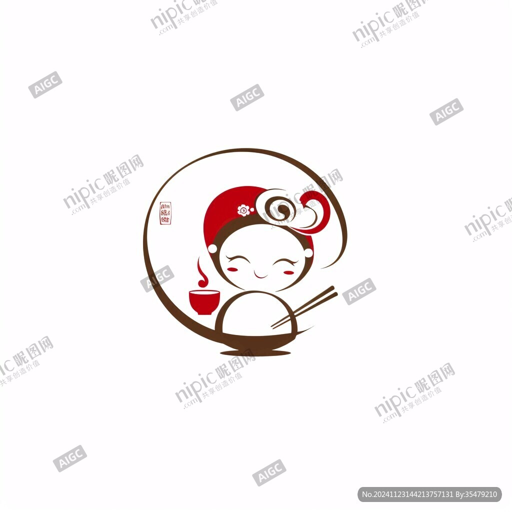 人物吃面logo