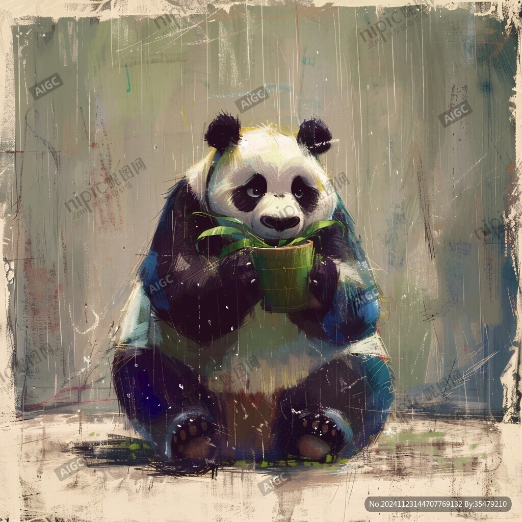 油画熊猫