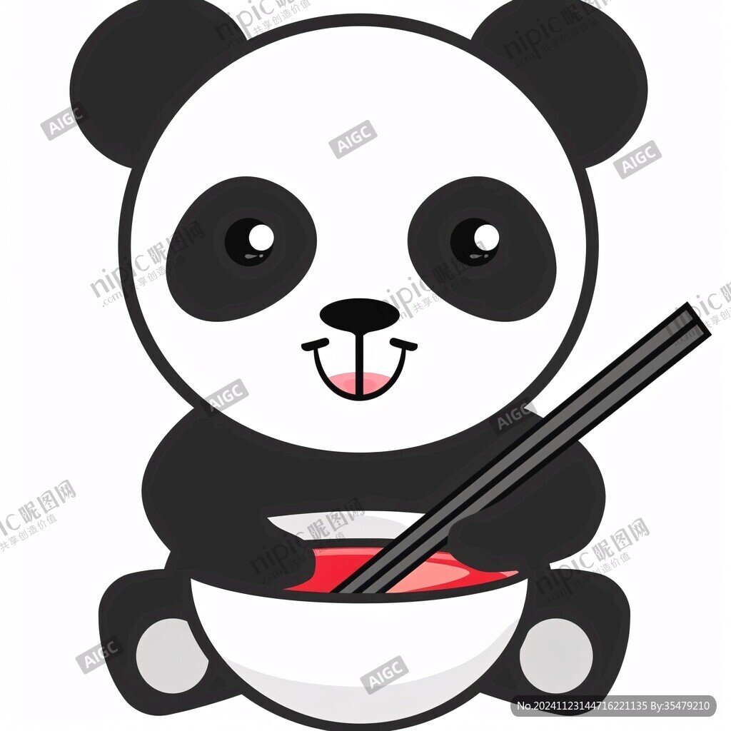 吃火锅涮火锅卡通熊猫