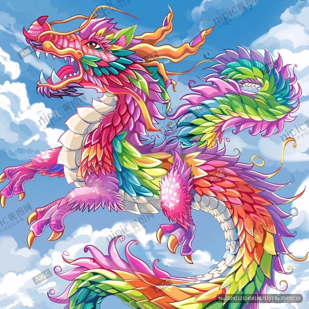 色彩艳丽龙风图