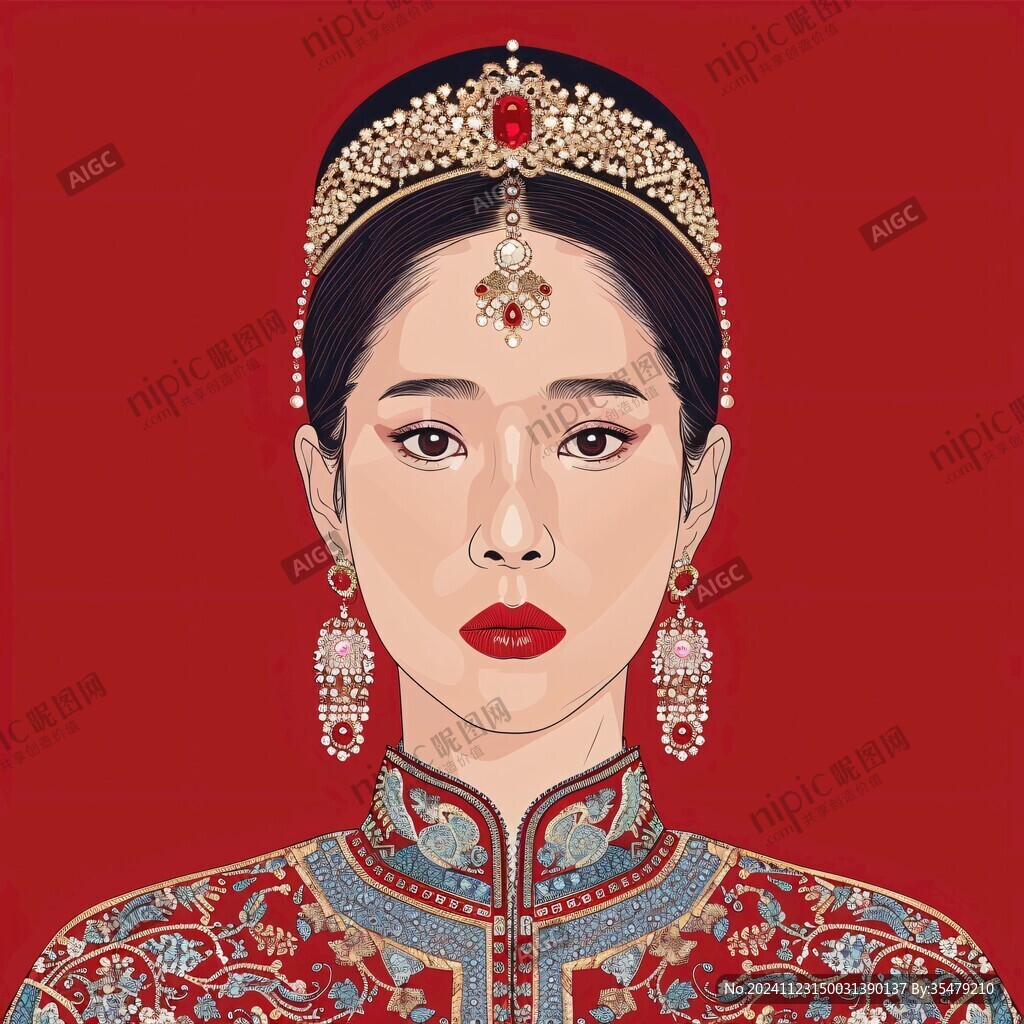 中式新娘插画