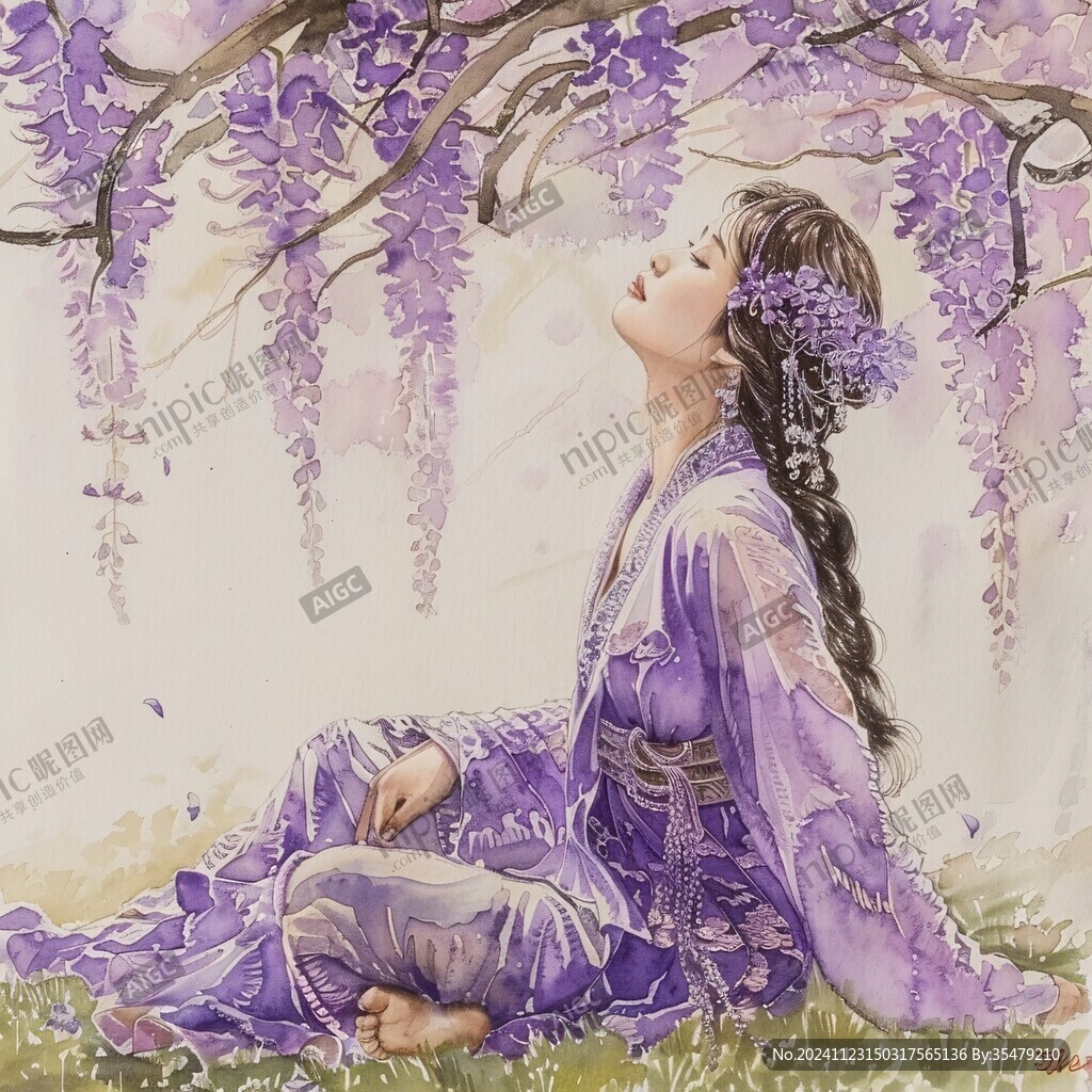 紫藤花与美人