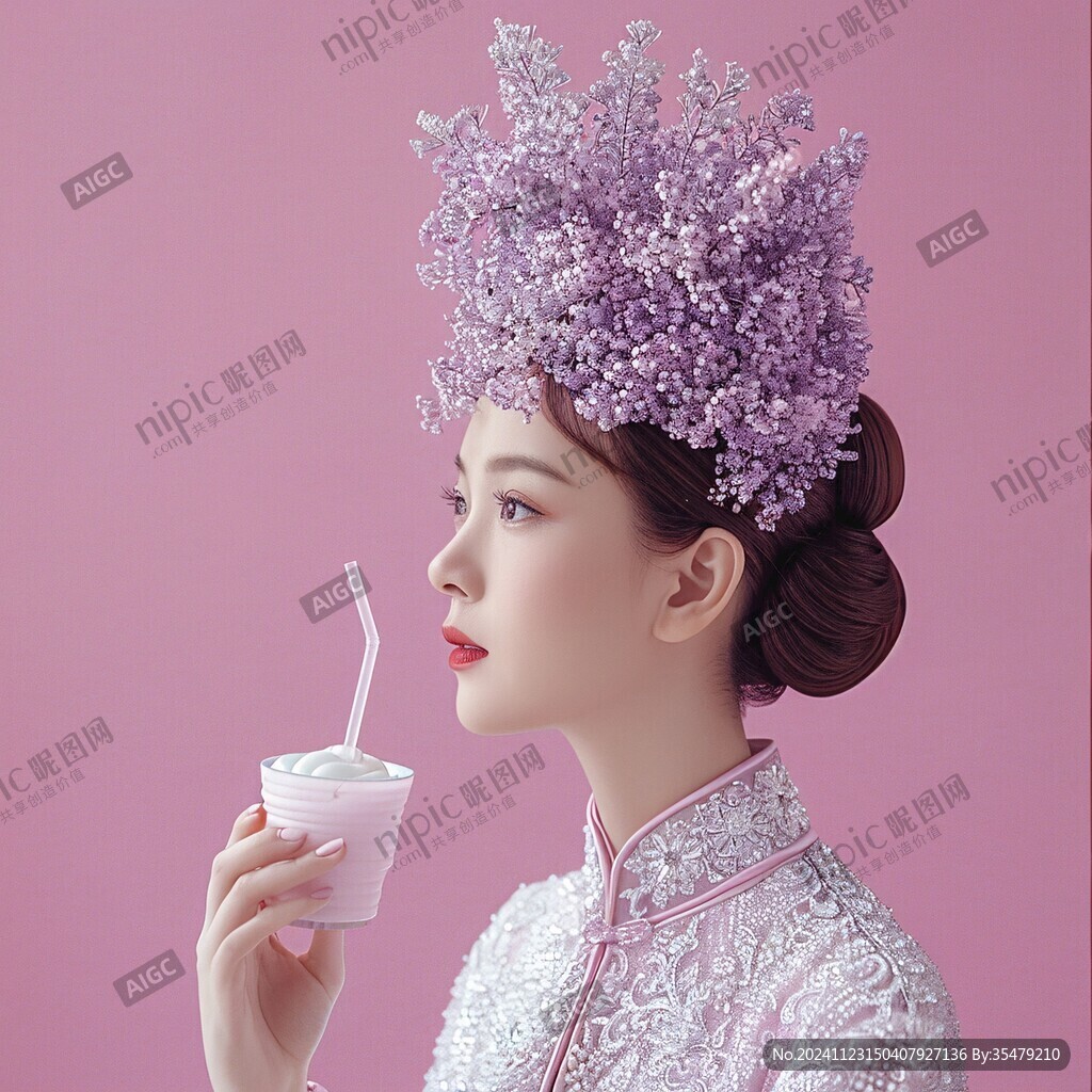 紫色丝绒绣花帽