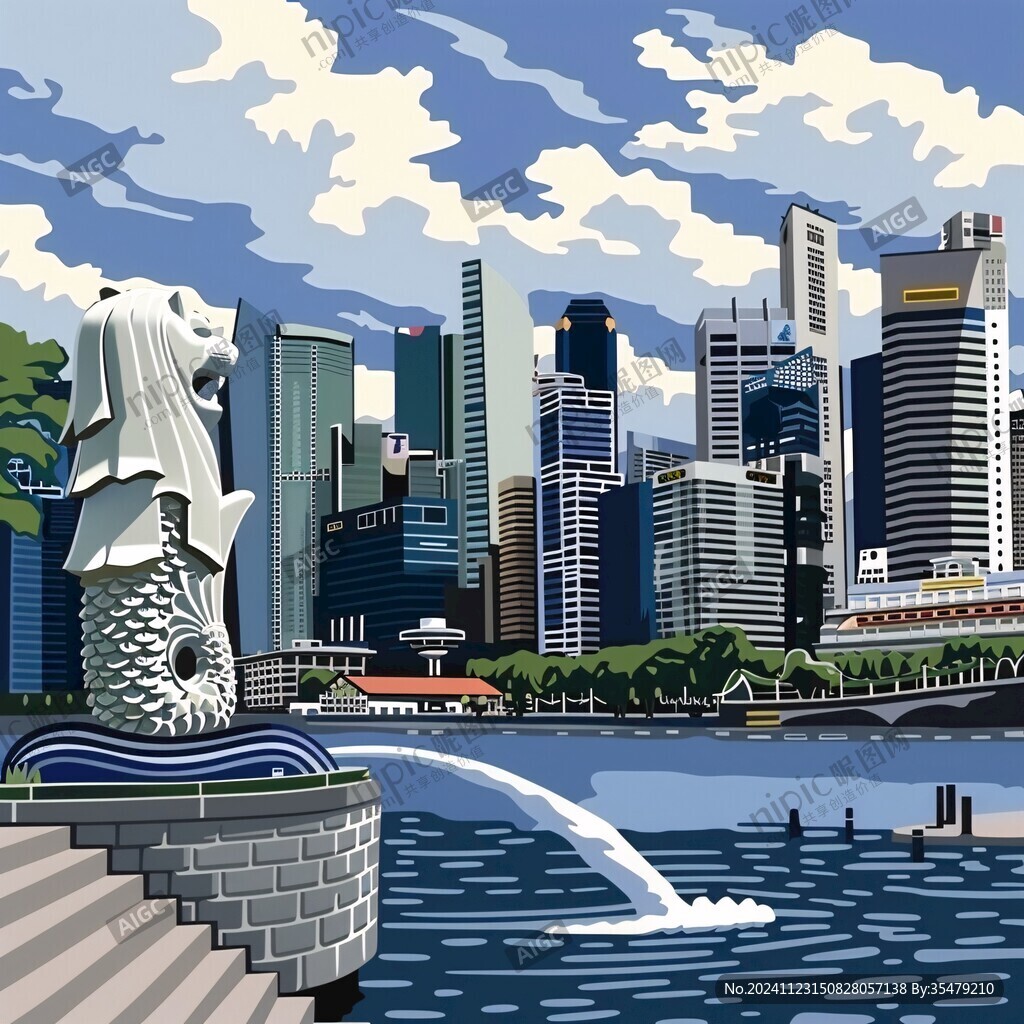新加坡插画手绘装饰画