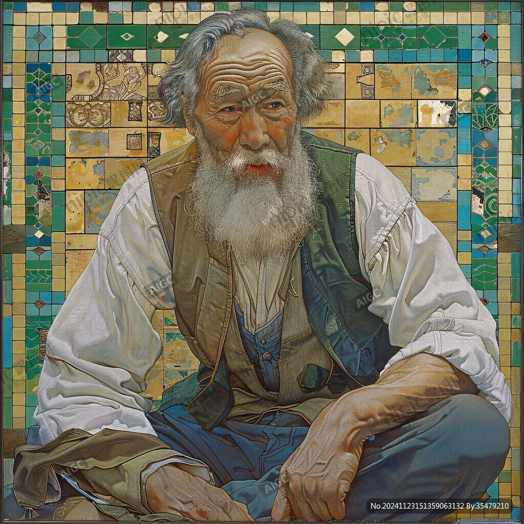 彩色玻璃马赛克肖像