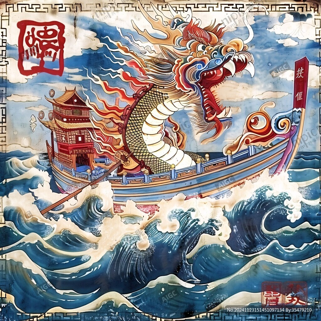 福字旗楼阁龙船