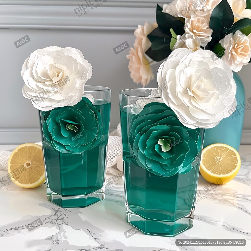 浅蓝玻璃花插