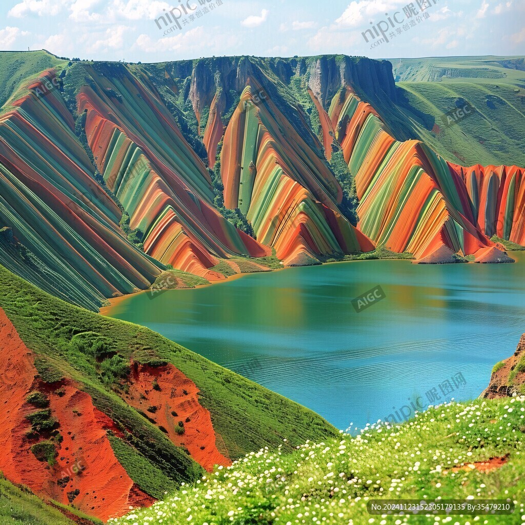 花海里的彩虹山