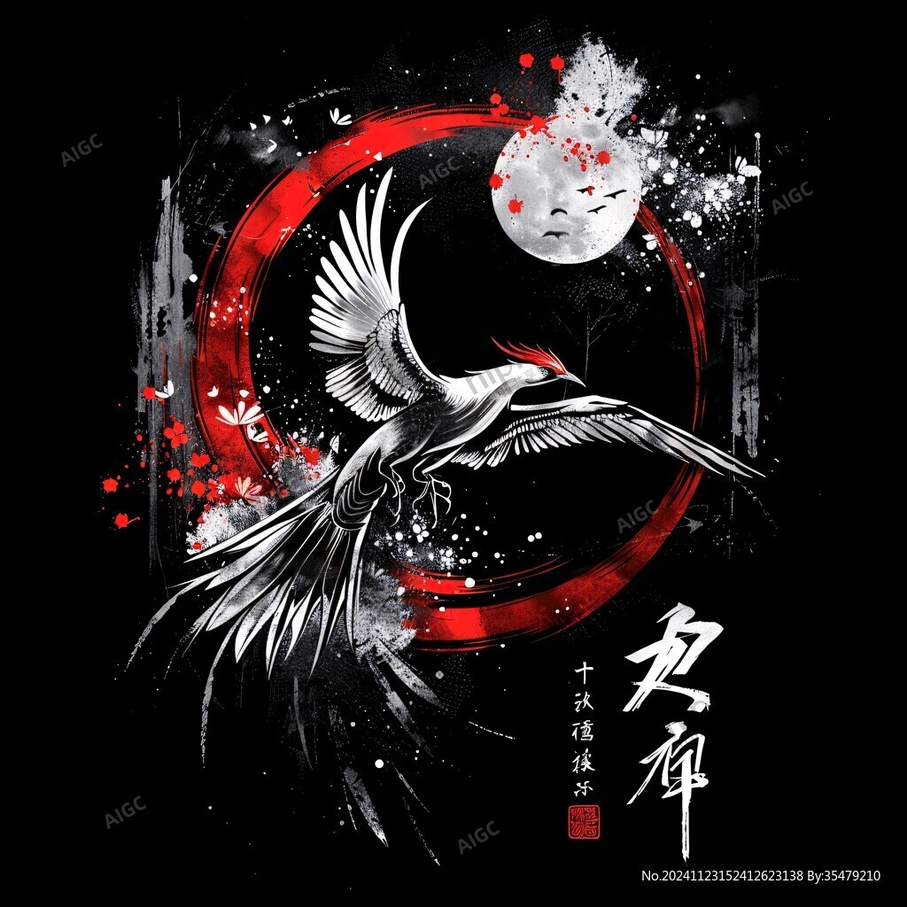 神鸟插画鸾鸟玄鸟朱雀