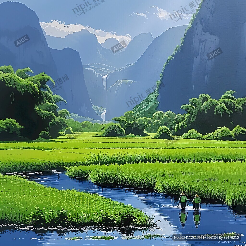 插画山水风景