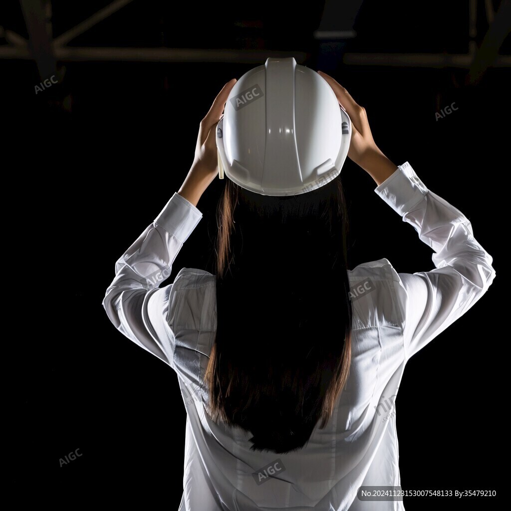 手持安全帽的女性人物
