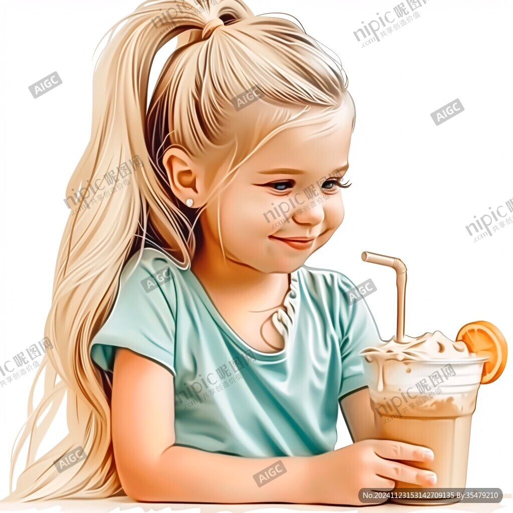 手绘奶茶女孩