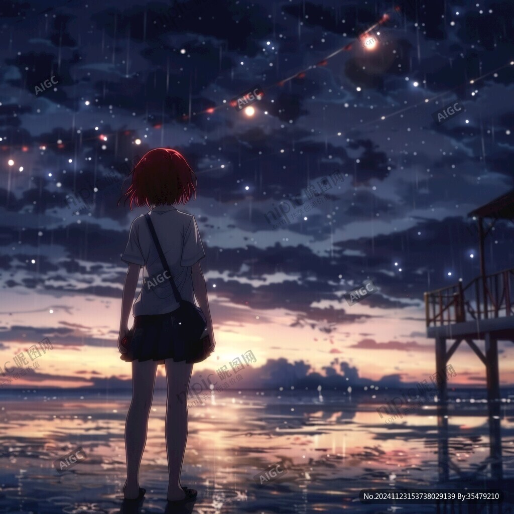 星辰大海女孩背影