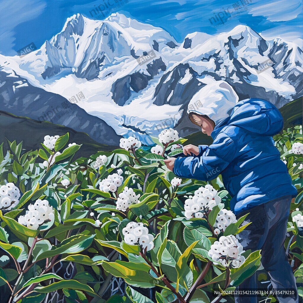 雪莲花包装插画