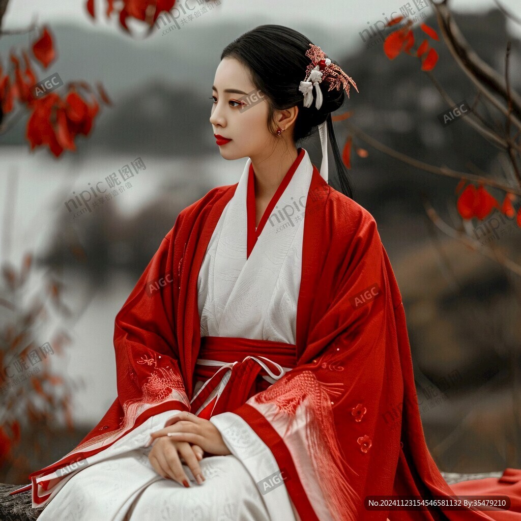 红色古代汉服