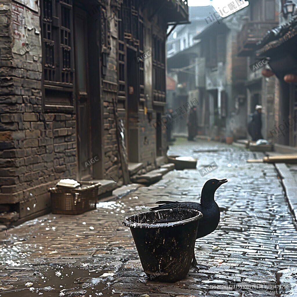 古镇春雨