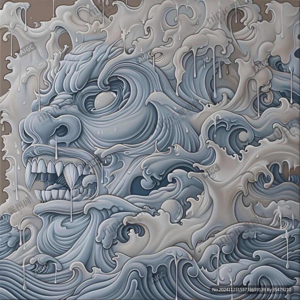 海兽波涛纹