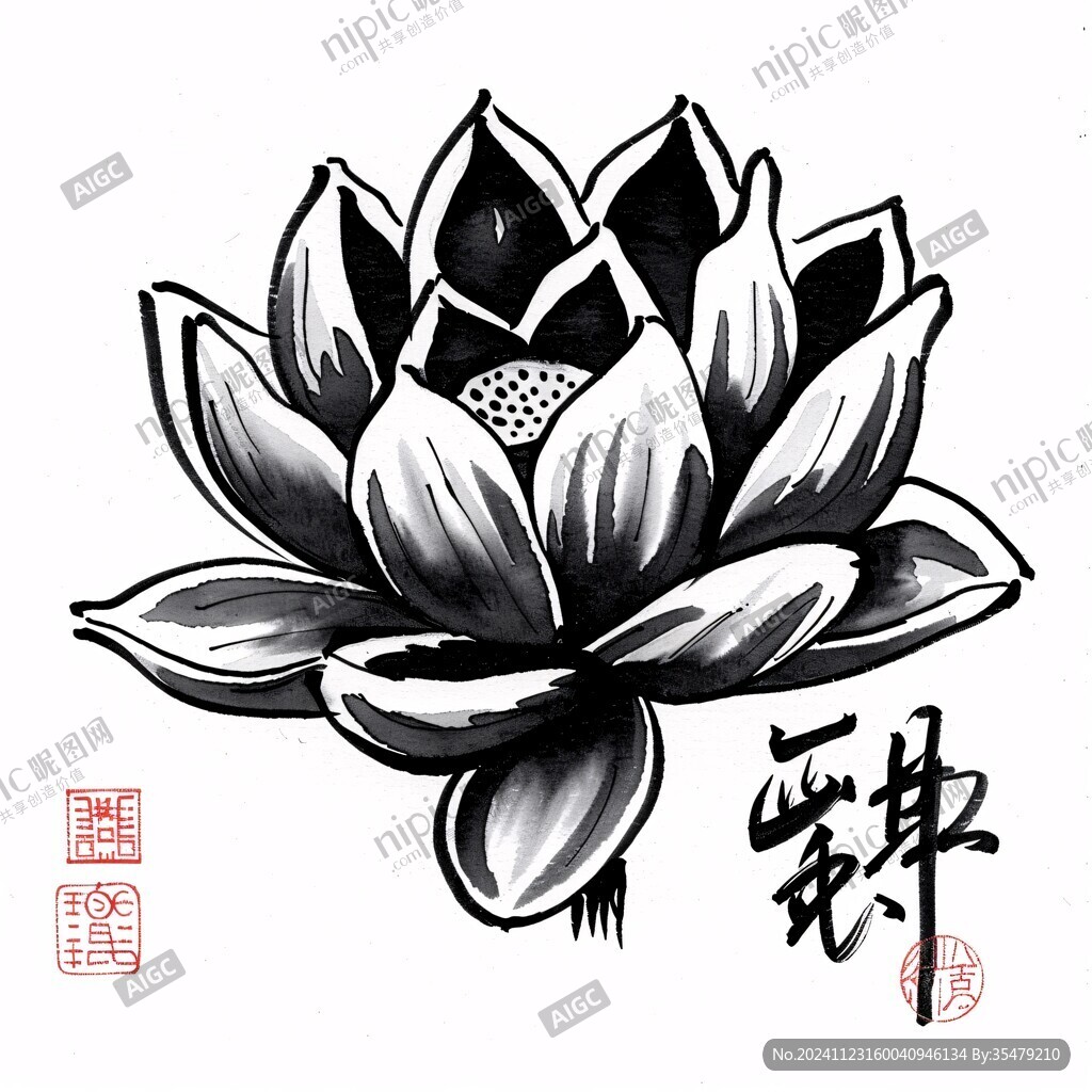 手绘墨旱莲