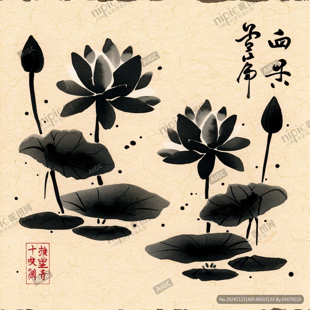 荷花墙贴