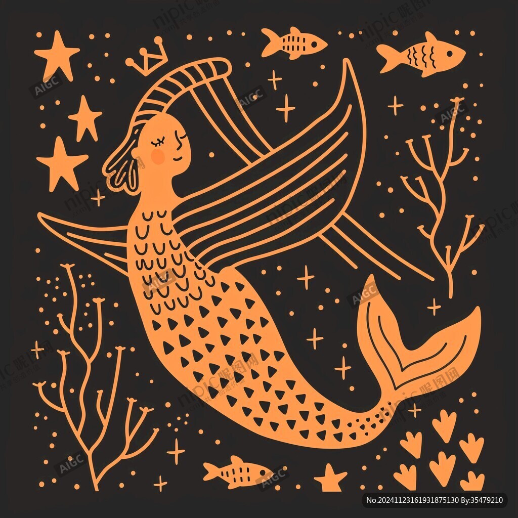 美人鱼拿着星星