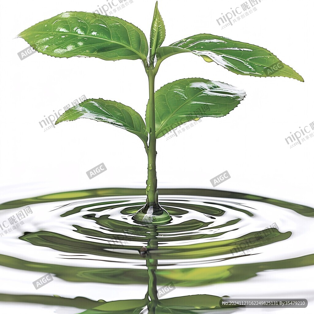 水珠绿叶环保素材
