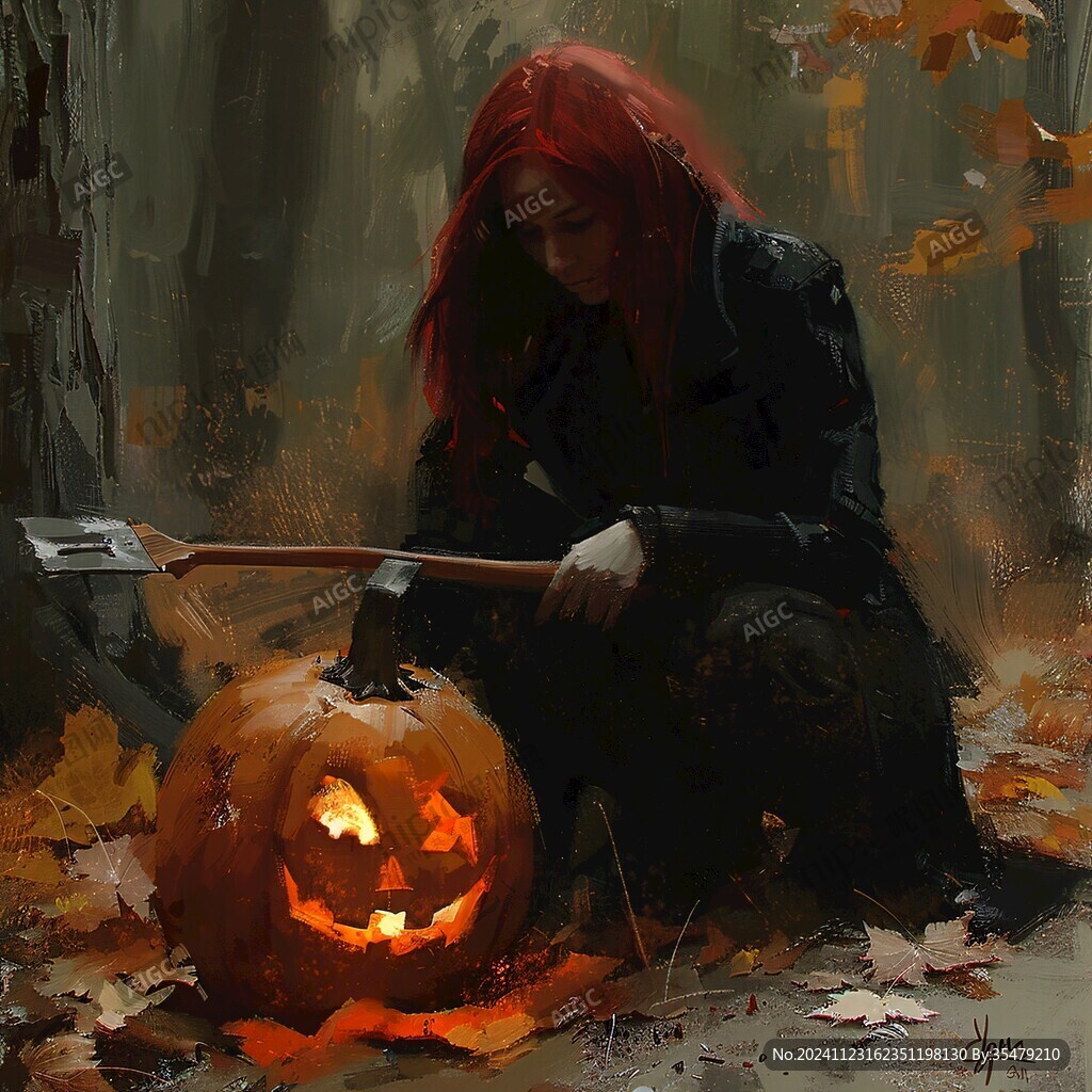 魔法女巫南瓜灯插画