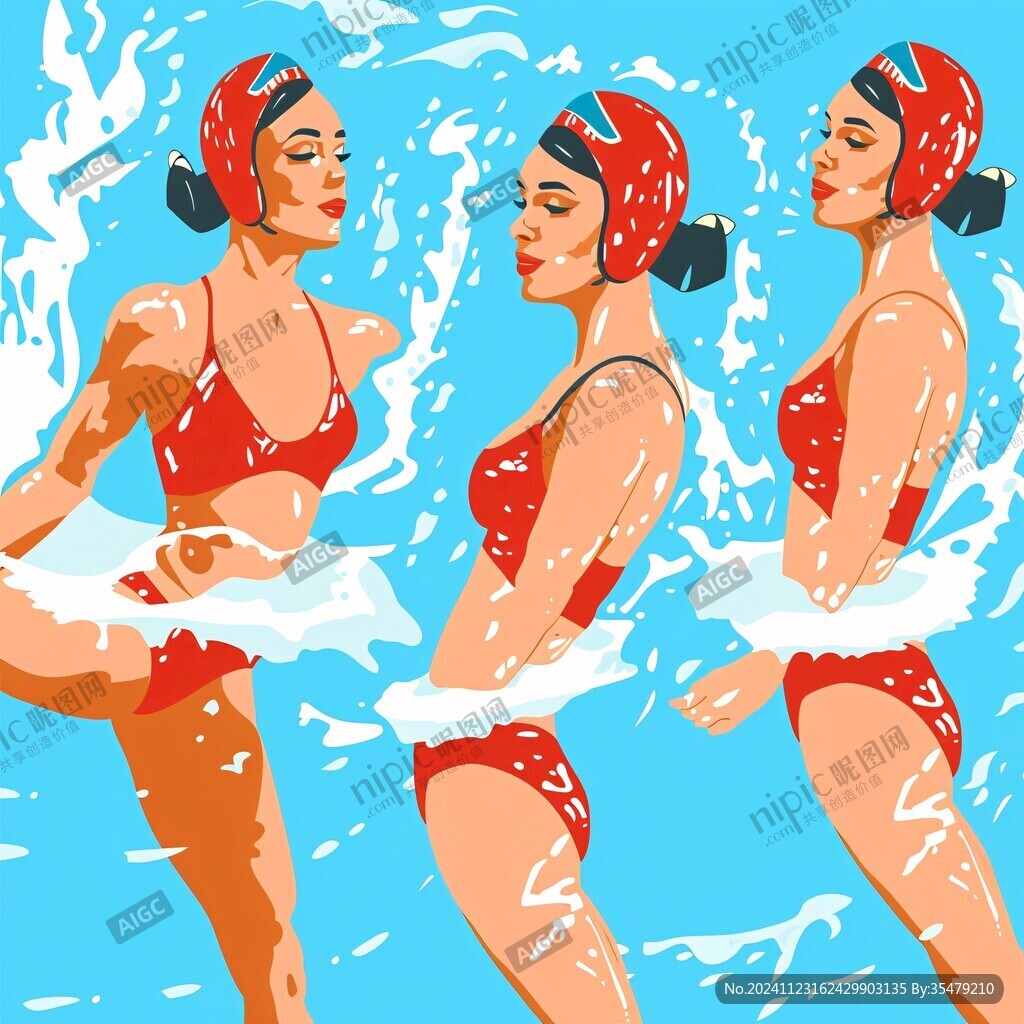 游泳女孩儿插画