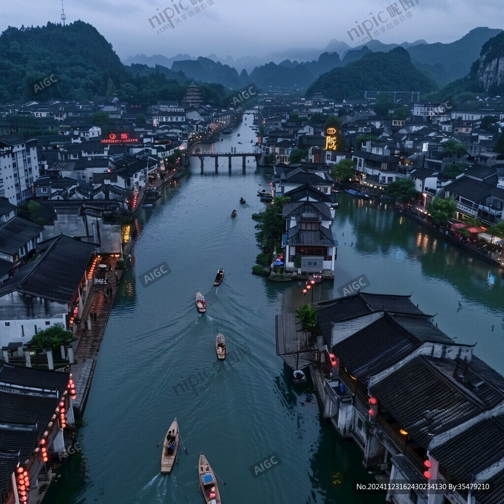水乡华灯初上